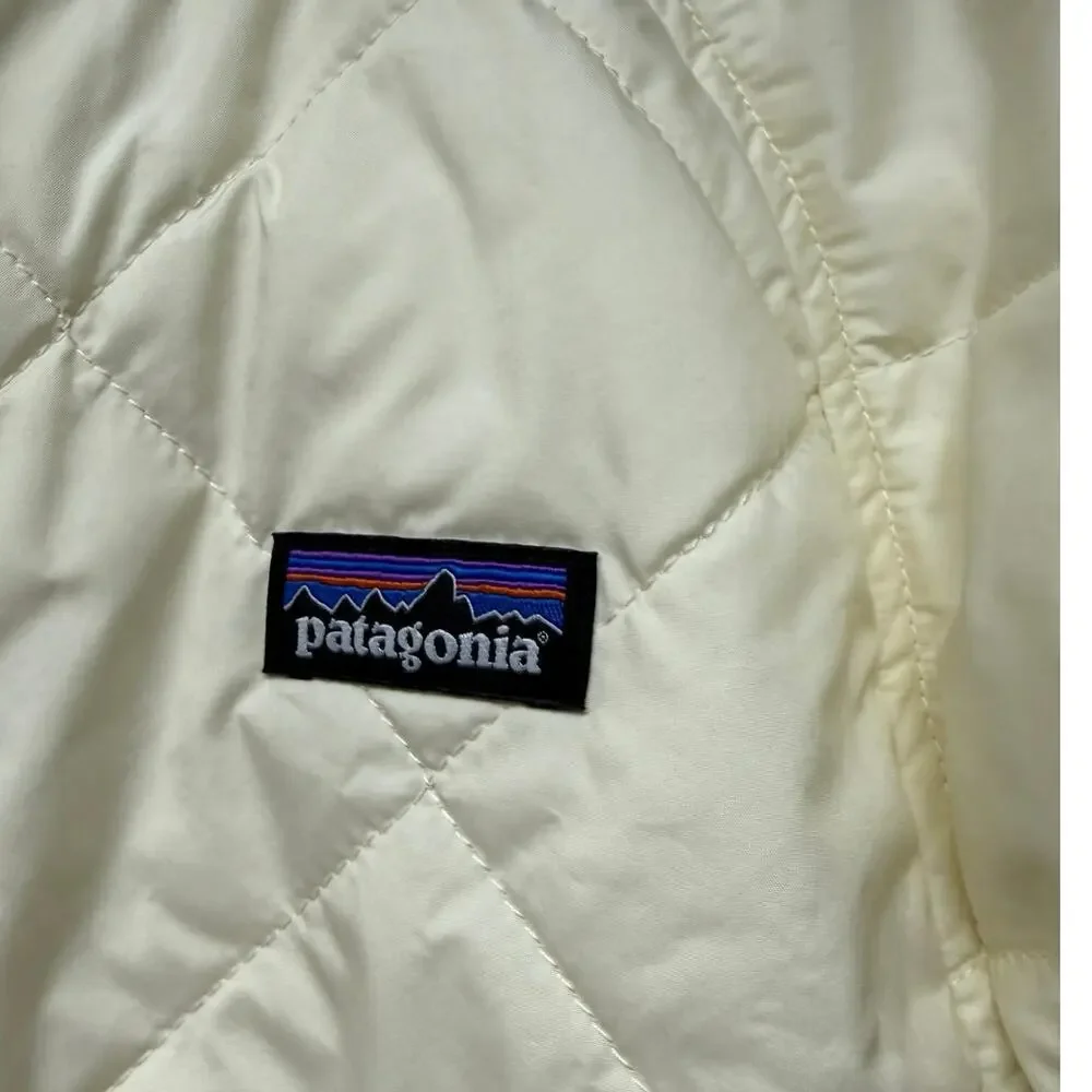 Patagonia Girls Size 12 Large Kids Butter Yellow Diamond Quilted Puffer Jacket
